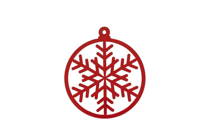 4" Snowflake Bulb, Wreath Decoration, Red
