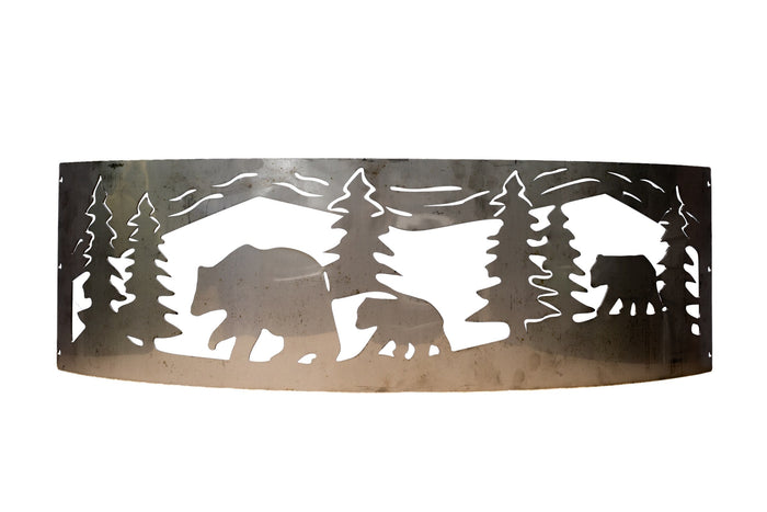 Wilderness Bear Fire Ring - bear, elk, and pines laser cut design